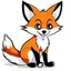 Placeholder: Draw a black and white cute cartoon character of a fox