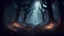 Placeholder: Creepy Dark mystical clearing in an enchanted forest, HD videogame character with dynamic lighting