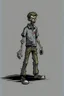 Placeholder: teenager, Zombie, full body, in a comic book, gray background,