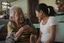 Placeholder: Filipino teenager greeting her grandmother