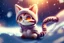 Placeholder: cute chibi anime frightened cat, crashed airplane in the snowy mountains in sunshine, ethereal, cinematic postprocessing, bokeh, dof