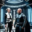 Placeholder: a bold and heroic bald male Corellian pilot in black and metallic grey First Order special forces gear meets a female Jedi Master in ancient, mystical temple, hyperdetailed, dynamic lighting, hyperdetailed background, 8k resolution, volumetric lighting, light skin, fully symmetric details