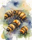 Placeholder: three bees and the hive watercolor drawing