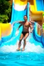 Placeholder: water spirit wearing spectacular shoes in a wild water slide ,bokeh like f/0.8, tilt-shift lens 8k