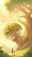 Placeholder: a magical tree that granted wishes. Excited, man rushed to find it.