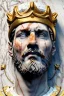 Placeholder: Ultra Realistic image, Roman sculpture, white marble material, Lionel Messi, gold Laurel leaves wreath, god crown, baroque ornaments, one gold star in heart, sun ornament, sun rays background, chisel style, waist up portrait, emperor style, epic, celestial, cinematic lighting, God light, god rays, 4k resolution, smooth details, ornate details, soft lighting, unreal engine 5, art station, substance 3d.