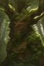 Placeholder: primal treant, detailed bark, detailed branch, green dark leaves