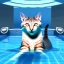 Placeholder: Eine Katze schwimmt im Swimmingpool, realistic Foto with all details