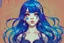 Placeholder: singer Melanie Martinez face, beautiful cyberpunk huge girl, hyperdetailed, illustration by Katsushika Hokusai, darkblue tones,