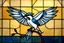 Placeholder: vitrail d'un geai bleu ailes déployées art déco d'après mucha