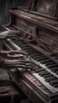 Placeholder: Ugly , Evil hands playing on an old rusted piano keyboard