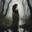 Placeholder: In the murky depths of a swamp shrouded in mist and mystery, a lone figure stood amidst the tangled roots and twisted vines. Her curly hair tangled with swamp foliage, her attire now a blend of earthy tones and camouflage material, blending seamlessly with the murky surroundings. The woman's eyes were closed, as if in deep contemplation, her tattooed arm a stark contrast against the backdrop of the swamp.