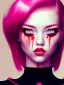 Placeholder: girl angry, beautiful, cute, bloody, pink hair, black sweater