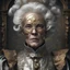 Placeholder: a close up of a person wearing a mask, a character portrait, baroque, erwin olaf, old lady cyborg merchant, jean-sebastien rossbach, stefan koidl inspired, full face and body portrait, in a baroque style, metallic skin, photoshop render, album --v 5