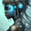 Placeholder: sango fantasy, fantasy magic, intricate, sharp focus, illustration, highly detailed, digital painting, concept art, matte, masterpiece head sexy view black African beauty black afro hair space lady turquoise carp skin African space rain