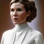 Placeholder: extremely detailed 8k hyperspace wallpaper,complete and photo realistic detailed head to waist stunning photo realistic portrait of carrie fisher as Princess Leia in star wars with photo realistic minimal and simple updo hair , brown eyes, professional majestic oil painting by Ed Blinkey, Atey Ghailan, by Jeremy Mann, Greg Manchess, Antonio Moro, trending on ArtStation, Intricate, High Detail, Sharp focus, dramatic, by greg rutkowski, realism, beautiful and detailed lighting, shadows