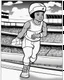 Placeholder: coloring page, depicting a black kid as an Athlete, full body, outline, black and white, highly defined, white background, empty background, cartoon style, coloring book style