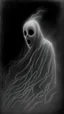 Placeholder: pencil drawing of ghost, Spooky, scary, halloween, black paper