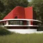 Placeholder: Draw an lineal illustration of a red and white country house, oval and round shapes, modern, minimalist style, ultra quality, detailed, Zaha Hadid style, Zaha Hadid style