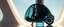 Placeholder: guy standing inside laid back futuristic sci-fi glass human form car pillar on wheels