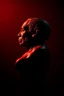 Placeholder: profile large bust Pluto , studio, low lighting, dark red background