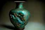 Placeholder: realistic photo of old turquoise Chinese cloisonne vase with dragon pattern on it