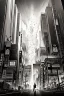 Placeholder: multiple explosions, buildings of Tokyo greyscale