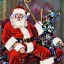 Placeholder: mdjrny-v4 Santa Clause is an Orthodox Russian ruler, with a crown and a sword, he's at a North Pole Kremlin with his favorite monkey and bear, photograph