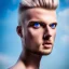 Placeholder: masterpiece, best quality, man, blue eyes, fluorescent, blond flutter hair, highly detailed body, sun light, 4K, RAW, depth of field, high contrast, realistic details, 150mm