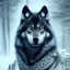 Placeholder: black wolf, blue, masterpiece, expert, 8K, hyperrealism, sharp focus, cinematic lighting