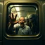 Placeholder: apocalypse dystopia, from perspective of looking through a window on a train car door a frantic passenger is pressed up against the glass shouting while behind him stand several zombies with tentacled mouths, well lit, volumetric lighting, HD photography, 35mm film, cinematic scene,