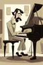 Placeholder: Diseña un personaje que sea un musico, de gran estatura, flaco, con bigote, de aspecto desaliñado, que toque el piano, en un bar.