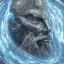 Placeholder: symetrical, centered, ultra detailed, digitarl art, in center is a portrait of highly detailed greek colossus surrounded by quantum galaxy codes seeking knowledge, detailed face, dominating colors = gray light blue, lightning,