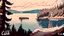 Placeholder: Couer D Alene lake drawn in a soft lofi art style