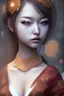 Placeholder: Perfect hitomi tanaka face, geisha clothes, fullbody, intricate, highly detailed face, highly realistic, fog, fire, particles