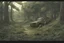 Placeholder: clearing forest,overgrown, post-apocalyptic, comic book, cinematic