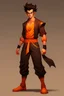 Placeholder: Full Body, Male Tiefling, monk, body shape as Super Sayian Goku, boxer pose, dark outfit colour theme, Handsome face