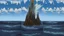 Placeholder: a thick hollow twisting tree trunk rises out of the raging sea, a whirlpool inside the base of the spire