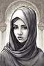 Placeholder: Get ready for a Spiritual Islamic ambiancehand-drawn illustration of ramadan A veiled Muslim girl wearing an Islamic niqab,The artwork is easy to remove from the background and is suitable for t-shirt design