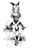 Placeholder: Watercolor black and white fairy with striped socks