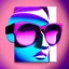 Placeholder: front view, glasses abstract cartoon 3d, purple, white background, professional, artstation, red and purple gradient, trending, high contrast