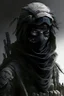 Placeholder: A soldier in the game modern warfare, he wears a solid black creepy helmet that covers his face. He is a sniper, but can also run point. His call sign is Wraith. With him is a woman