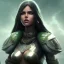 Placeholder: fantasy setting, insanely detailed, dark-skinned woman, indian, green and black hair,