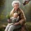 Placeholder: Grandmother with grandson in nature