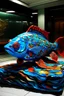 Placeholder: Mandarin Fish Installation, diving into the sea, sea is the floor