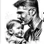 Placeholder: Fathersday illustration, real art, design, realistic, high quality, black and white