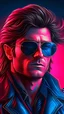 Placeholder: Zack Efron wearing sunglasses, very long hair and a leather jacket, a character portrait by Erwin Bowien, featured on flickr, neo-dada, synthwave, darksynth, retrowave