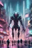 Placeholder: cities of the future cyberpunk in the monster stands on its hind legs