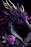 Placeholder: mythical dreamy Dragon portrait, adorned with black diamond and Ruby headress, textured metál skaes skin, Dragon like rainbow wings geometric patterned detail of shimmerimg skin transculent floral ornament maximálist extremly detailed hyperrealist concept art