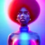 Placeholder: afro black woman teenager, few freckles, padded coat, retro futuristic, latex dress, gradient color, BLUE, PINK, CYAN, neon, insanely detailed, 16k resolution, perfect eyes, cinematic smooth, intricate detail